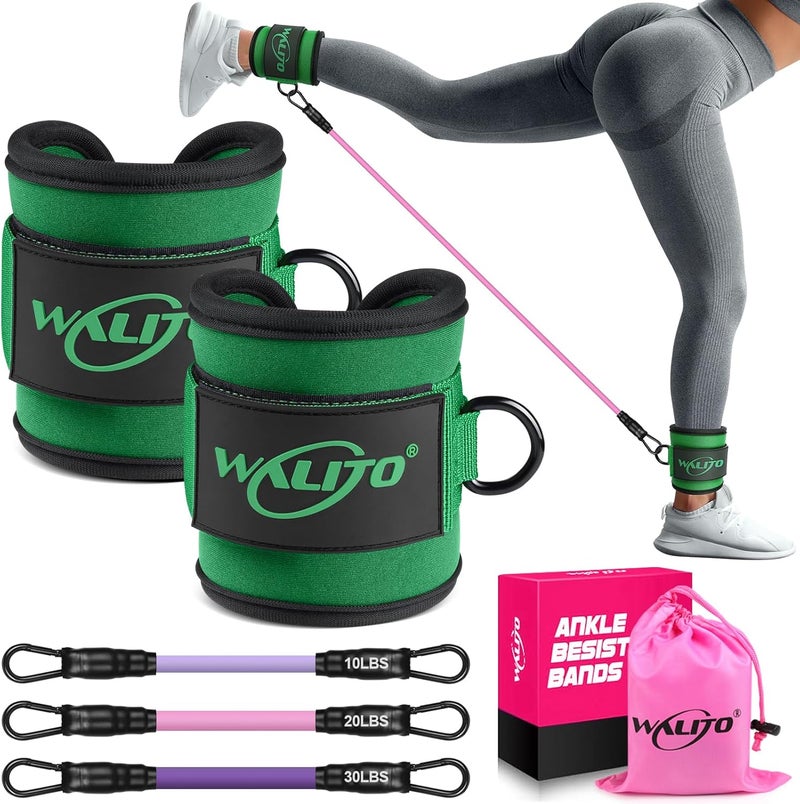WALITO Ankle Resistance Bands with Cuffs, Exercise Bands for Legs and Butt, Booty Workout Equipment for Kickbacks and Hip Fitness Training - Image 1